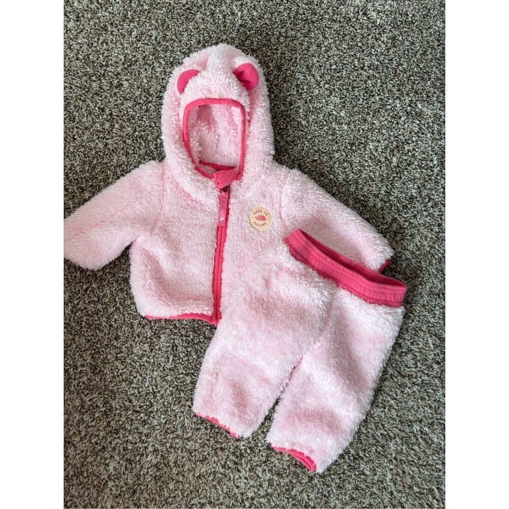 ❤️The North Face Infant Plushie Bear Hoodie and Pants 0-3M